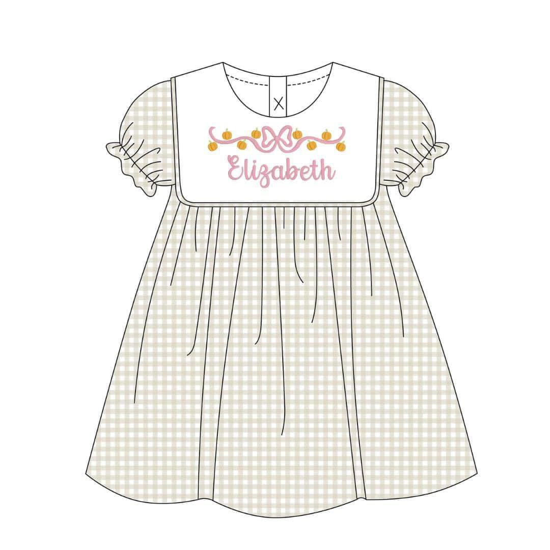 Khaki and White Large Gingham Dress