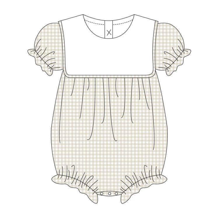 Khaki and White Large Gingham Girls Bubble