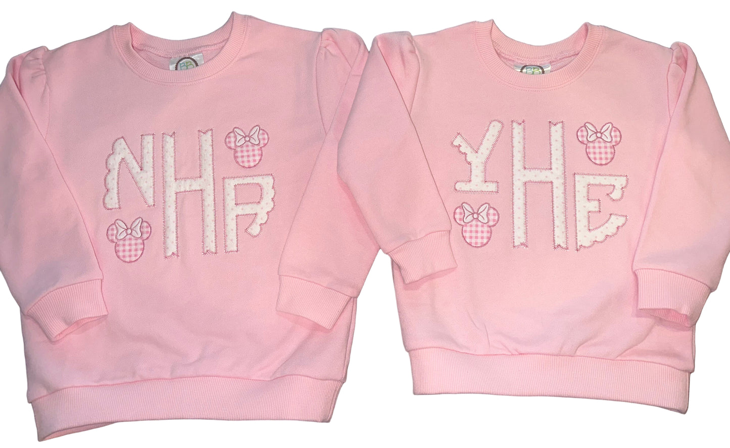 Personalized Pink Gingham Mouse Sweatshirt