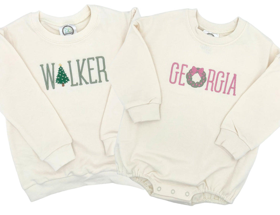 Personalized Christmas Name Sweatshirts & Rompers