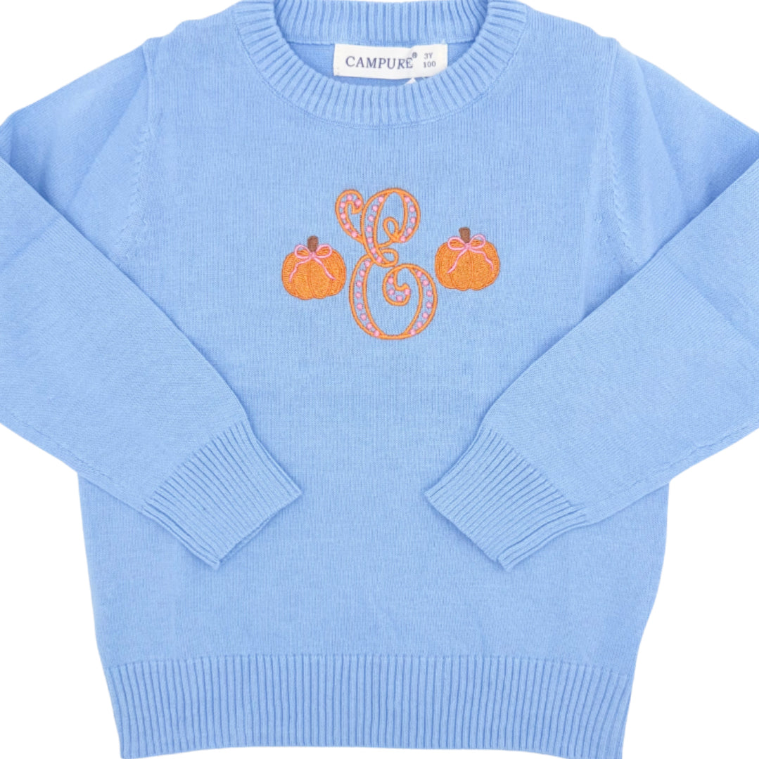 Personalized Girls Pumpkin Sweater | Monogram | Sweater | Fall | Embroidered