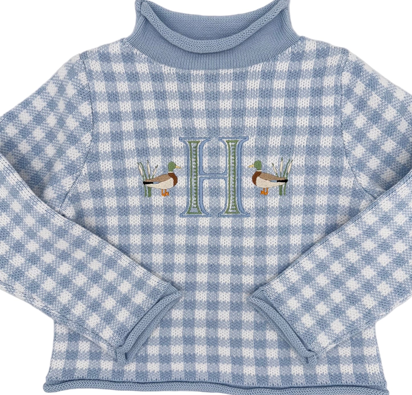 Personalized Monogrammed Checkered Boys Turtleneck Sweater