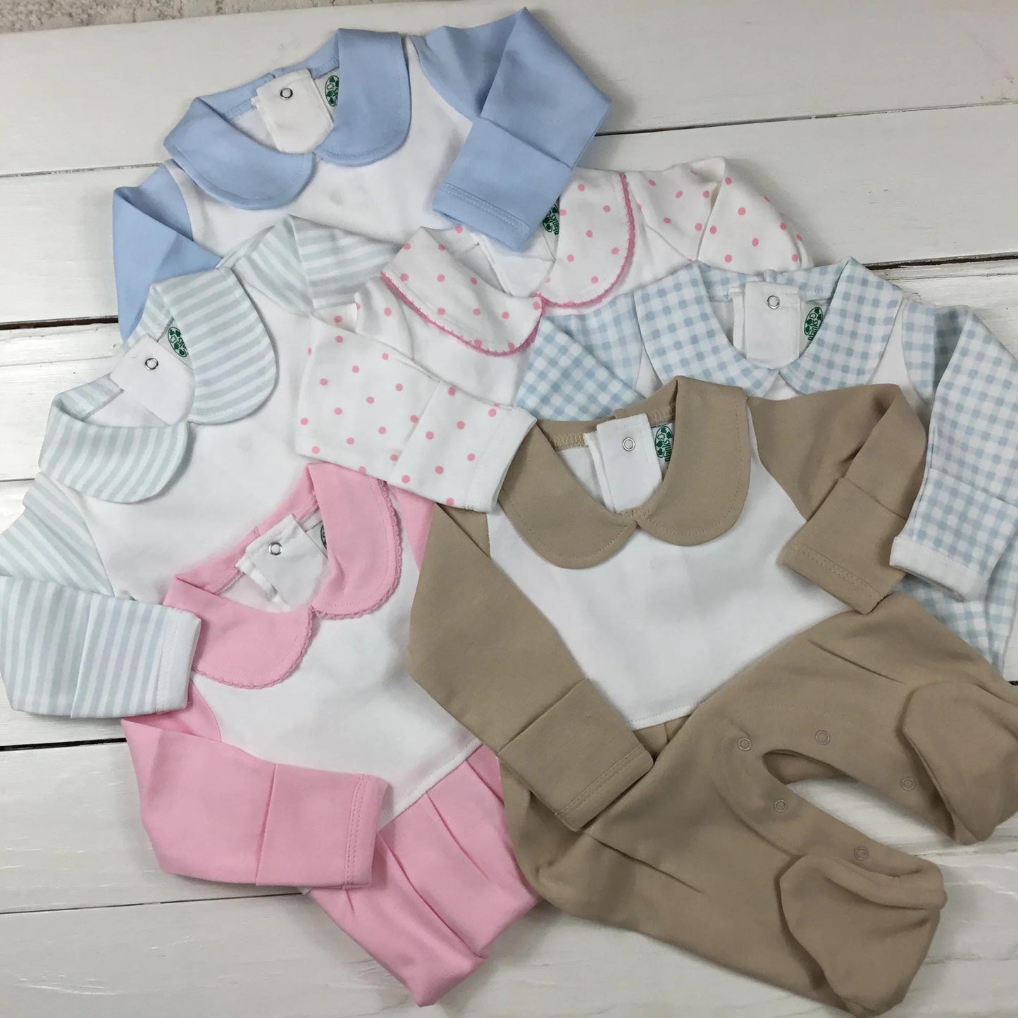Customized Blue Peter Pan Collar Footie, Baby Boy Girl | Hospital Outfit, Newborn, Embroidery, Coming Home Outfit, Sleeper, Stripes, Gingham