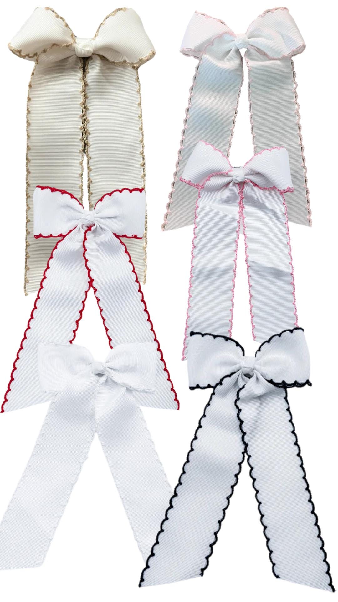 Girls Hair Bow with Embroidered Name | Customized Ribbon, Hair Ribbon, Personalized, Girls Gift, Picot Trim