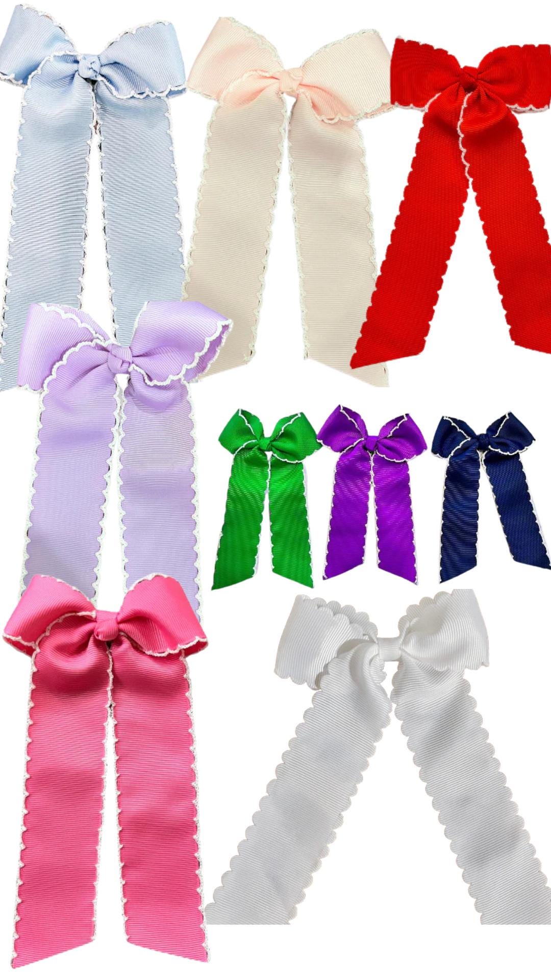 Girls Hair Bow with Embroidered Name | Customized Ribbon, Hair Ribbon, Personalized, Girls Gift, Picot Trim