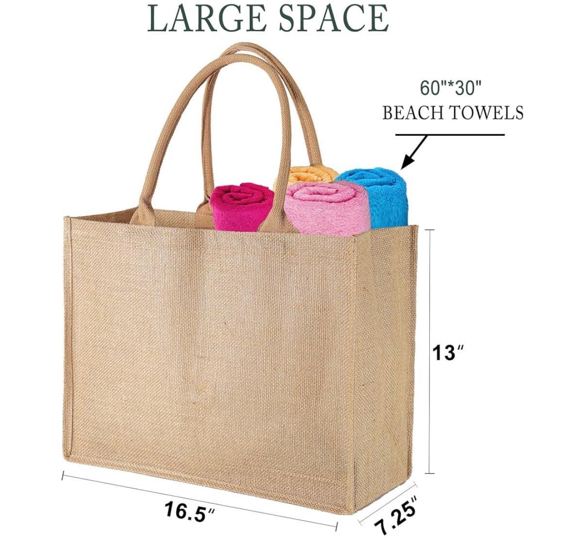 XL Jute Tote Bag with Block Shadow Monogram, Beach Bag, Water Resistant Interior, Monogram Options, Customize, Personalize, Gift Idea