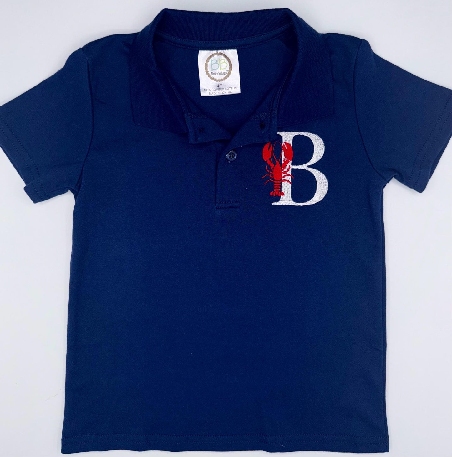 Custom Monogrammed Crawfish Lobster Initial Polo Set, Baby Toddler Boy | Optional Set, Seersucker Shorts, Embroidery, Personalized