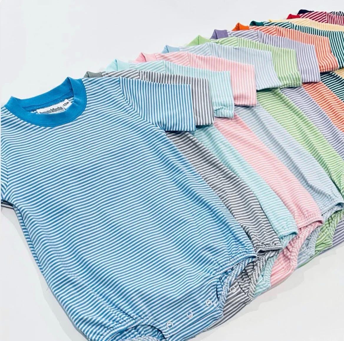Custom Embroidered Design + Name Stripe BUBBLE, Baby Boy Girl Toddler | Monogram, Design Options, Any Theme, Flutter Sleeve Bubble, T-Shirt