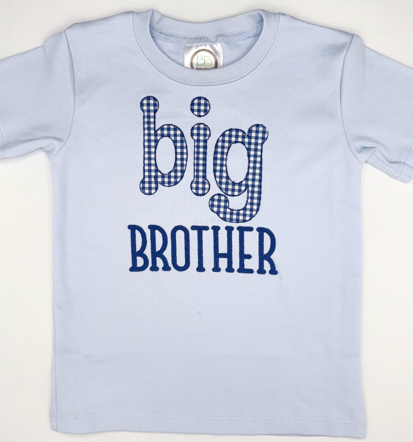 Big Brother Applique T-shirt | Baby Toddler Boy, Promoted to Big Brother, Embroidery, Customize, Blue, Announcement