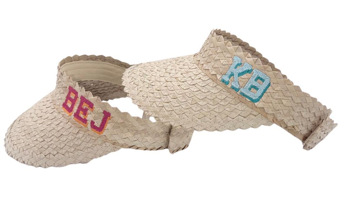 Wicker Sun Visor with Block Shadow Monogram, Sun Hat, Monogram Options, Customize, Personalize, Gift Idea, Beach Necessity, Pool Day, Sunny