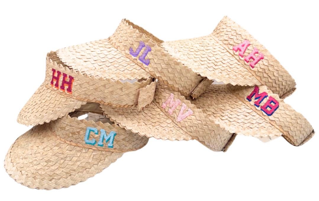 Wicker Sun Visor with Block Shadow Monogram, Sun Hat, Monogram Options, Customize, Personalize, Gift Idea, Beach Necessity, Pool Day, Sunny