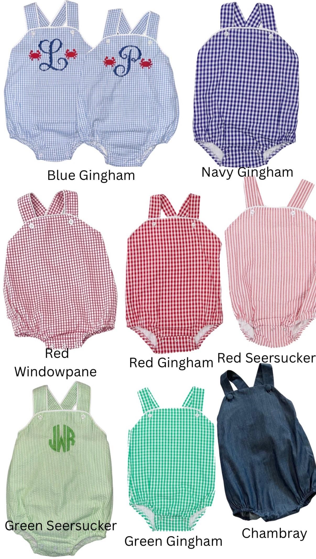 Customizable Monogram Sailboat Blue Gingham Bubble, Baby Boy Toddler | Seersucker, Romper, Sunsuit, Nautical, Beach, Boat, Outfit Options