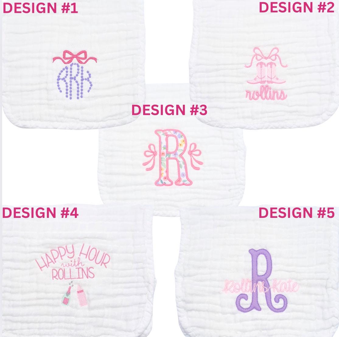 Sweet Personalized Muslin Burp Cloths/Rags, Baby Shower Gift, Monogram and Name Personalization