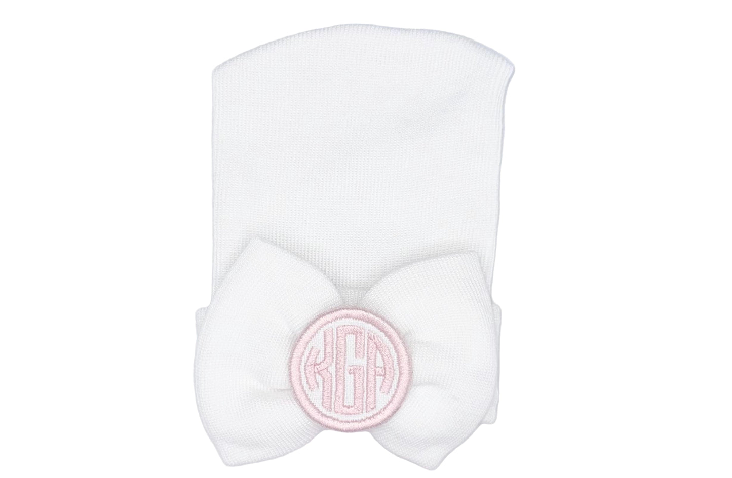 Personalized Newborn Bow Hat | Custom Baby Girl Hospital Beanie with Name or Monogram, Embroidered, Gender Neutral, Personalized