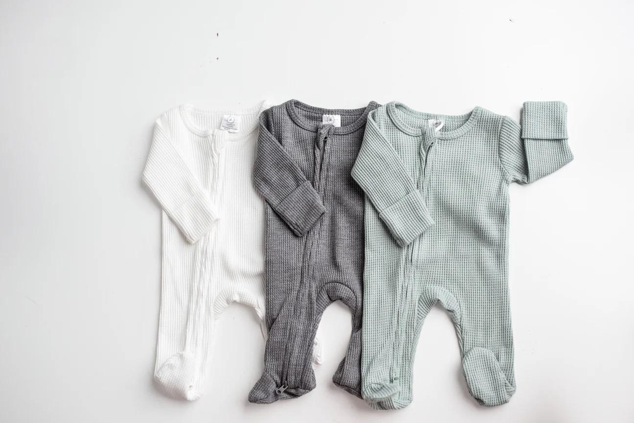 Personalized Ruffle Baby Footie – Custom Waffle Knit Zip Pajamas | Baby Sleeper, Ruffles, Custom, Personalize, Embroidery
