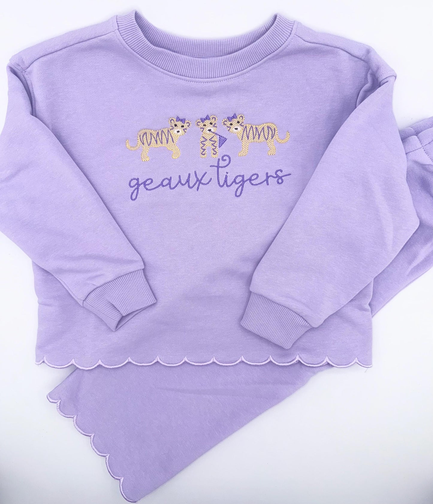 Personalized Yellow Scallop Lounge Set | Custom Kids Outfit, Embroidered Outfit, Personalized, Girls Pants Set