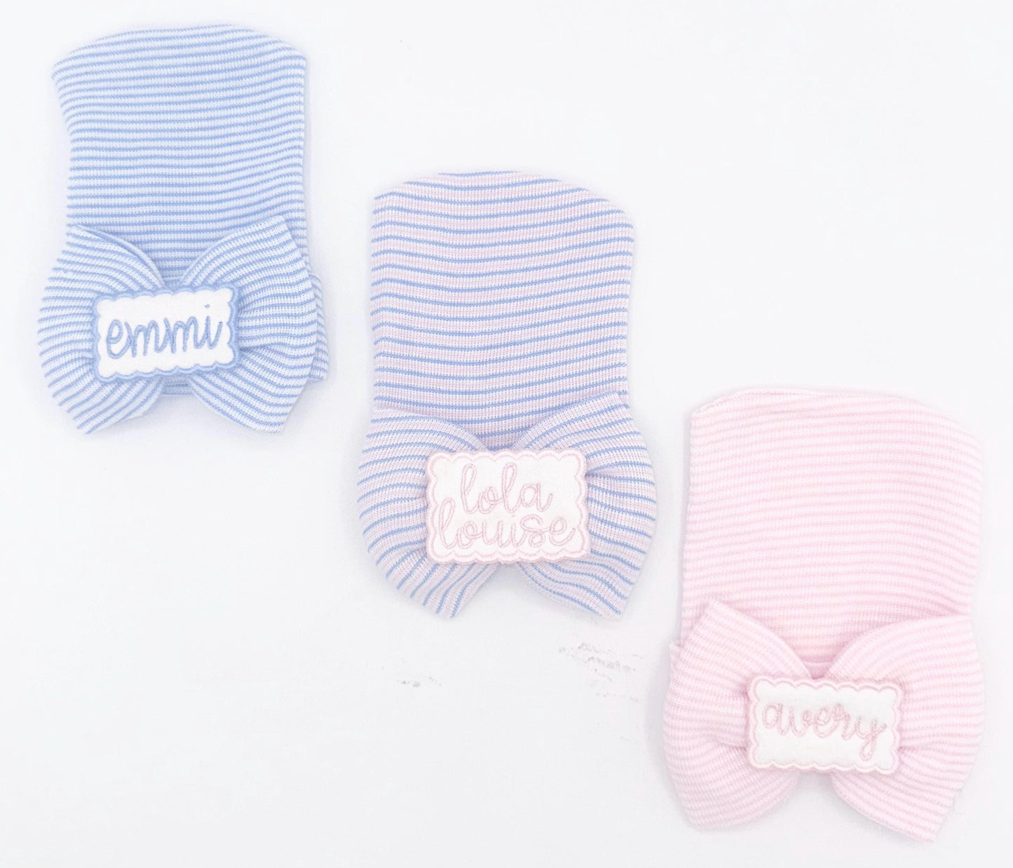 Personalized Newborn Bow Hat | Custom Baby Girl Hospital Beanie with Name or Monogram, Embroidered, Gender Neutral, Personalized
