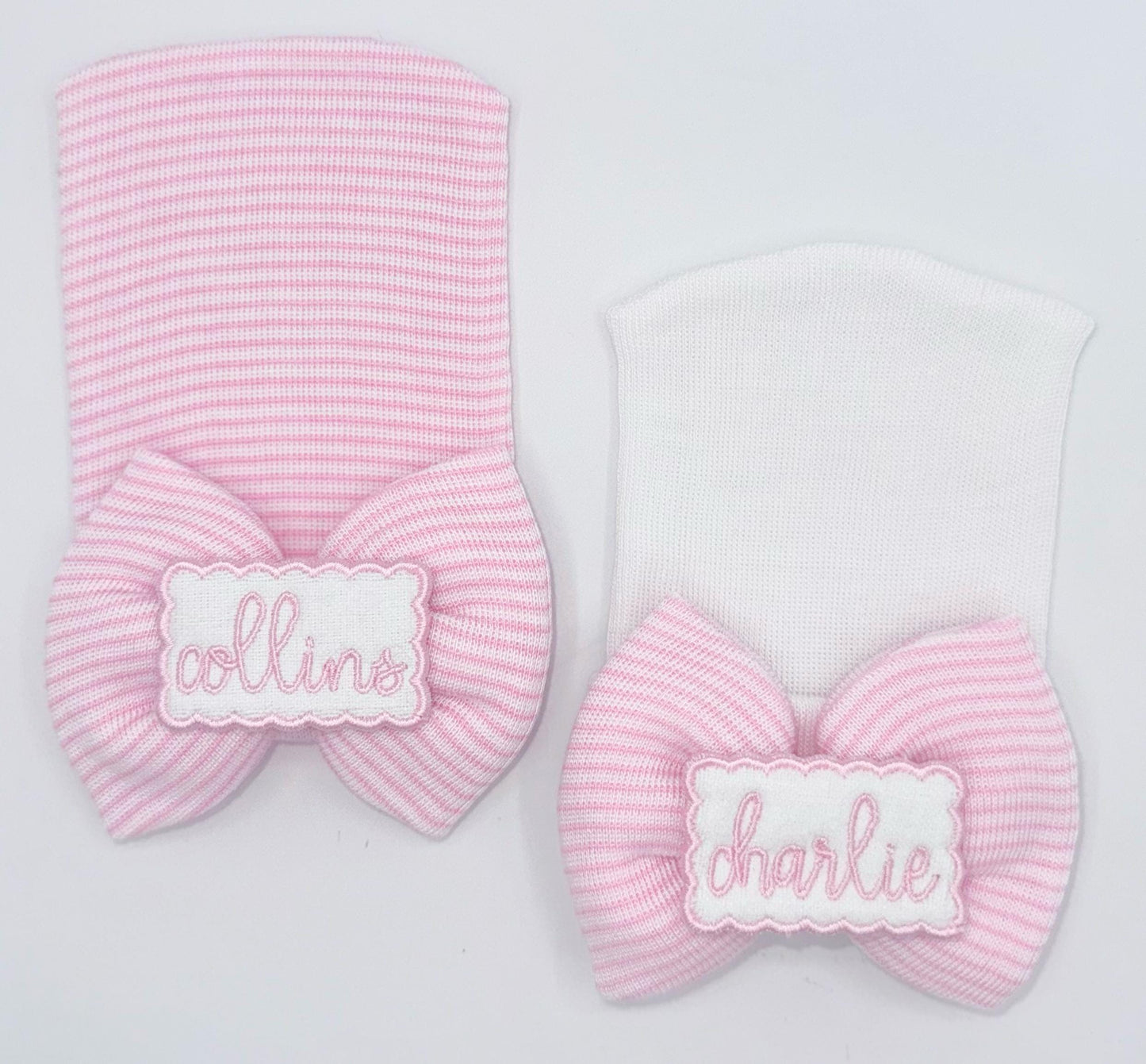 Custom Ruffle Baby Outfit with Monogram & Bow Hat | Hospital Outfit, Newborn Outfit, Customize, Embroidered, Coming Home Outfit