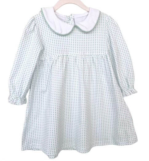 Long Sleeve Green Dot Dress