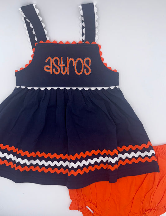 Navy, Orange, and White Ric Rac Diaper Set