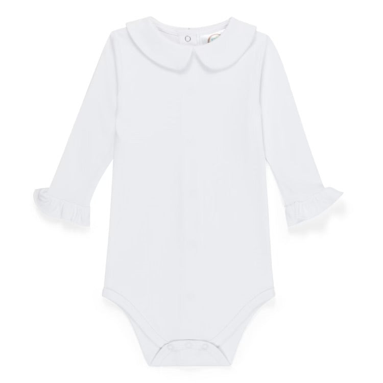 Long Sleeve Peter Pan Ruffle Collar Bodysuit