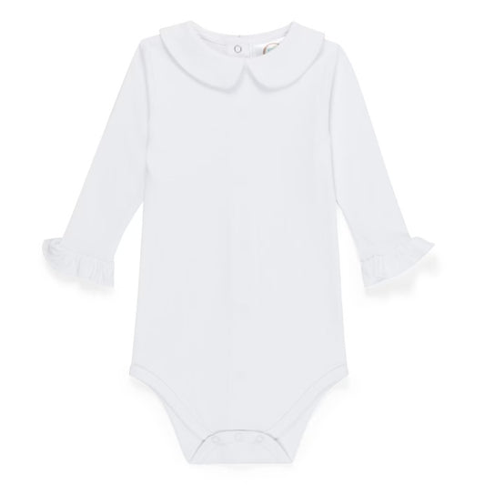 Long Sleeve Peter Pan Ruffle Collar Bodysuit