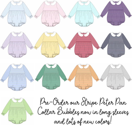 Knit Stripe Long Sleeve Peter Pan Collar Girls Bubble