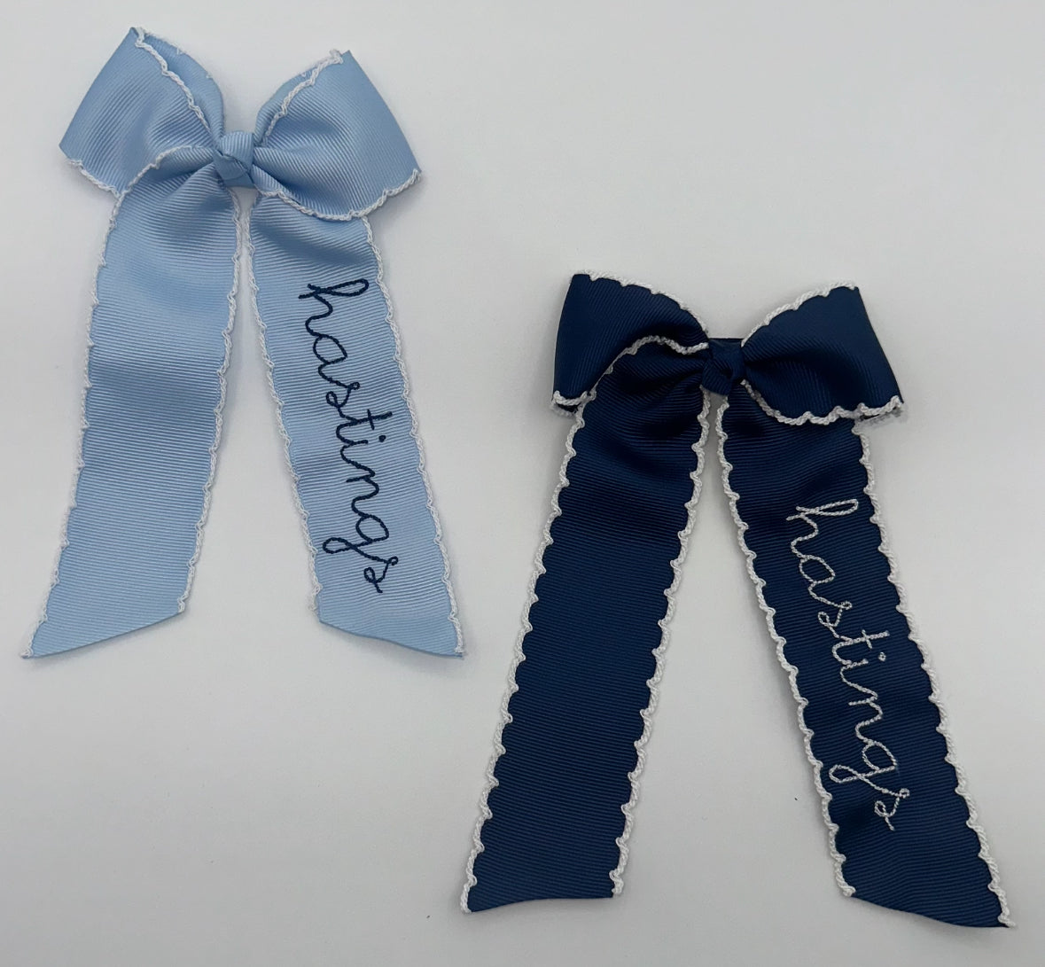White with Khaki Picot Edge Bow