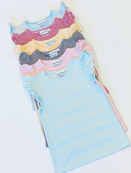 Knit Stripe Flutter Sleeve Tank