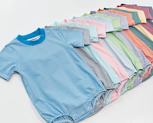 Knit Stripe Short Sleeve Bubble