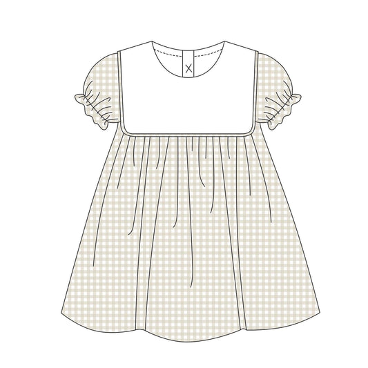 Khaki and White Large Gingham Dress