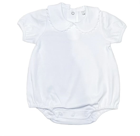 Short Sleeve Scallop Edge Bubble w/ Peter Pan Collar
