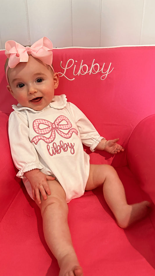 Personalized Girls Long Sleeve Scallop Edge Bubble w/ Peter Pan Collar