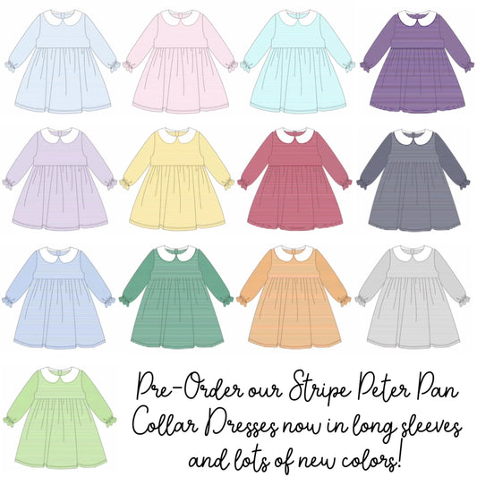 Knit Stripe Long Sleeve Peter Pan Collar Dress