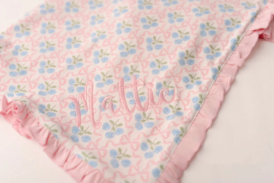 Hydrangea and Bows Ruffle Blanket