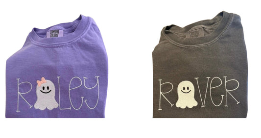 Embroidery Ghost Tees | Boys | Girls | Bow | Halloween