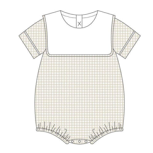 Khaki and White Large Gingham Boy’s Bubble
