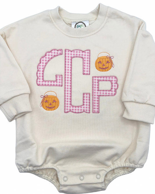 Monogrammed Halloween Jack O Lantern Sweatshirt Bubble