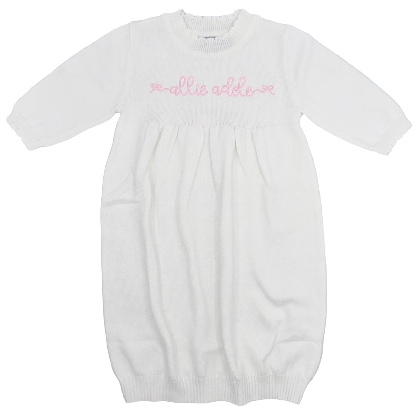 Long Sleeved Personalized Embroidered Girls Sweater Gown
