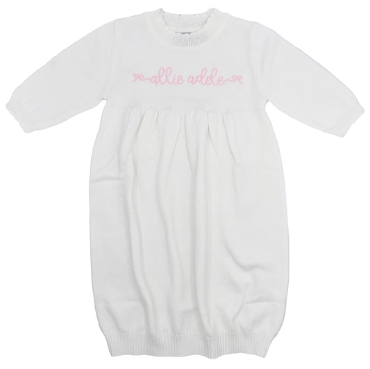 Long Sleeved Personalized Embroidered Girls Sweater Gown
