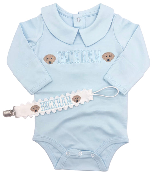 Boys Personalized Puppy Collard Onesie