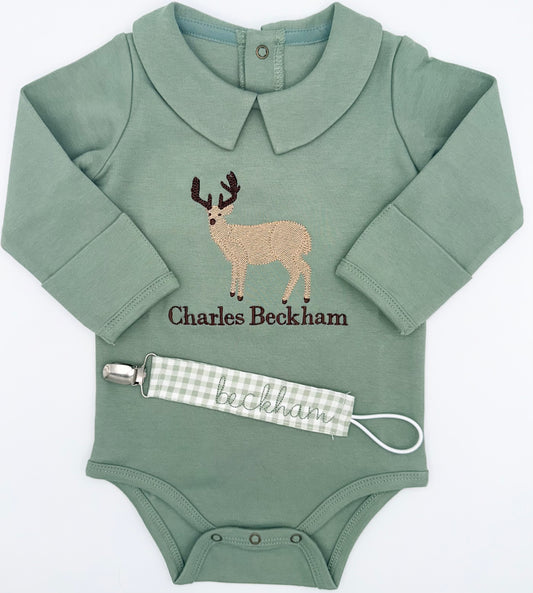 Boys Personalized Deer Collard Onesie