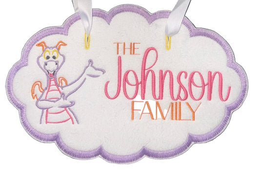 Personalized Imagination Dragon Stroller Tag | White | Pink | Purple
