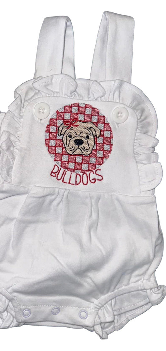 Girls Personalized Bulldog Emblem Romper
