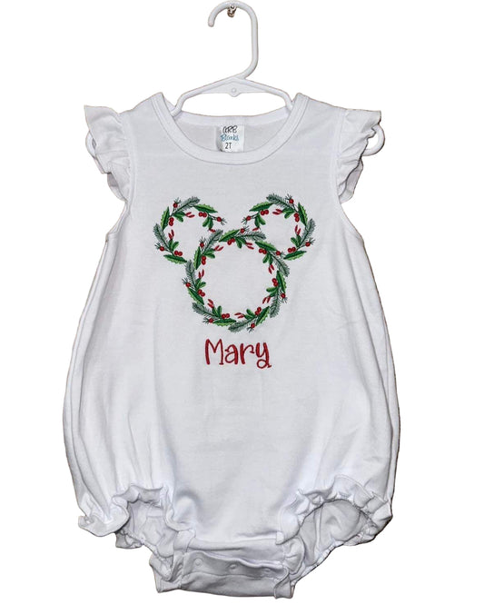 Holiday Mouse Wreath Bubble Romper