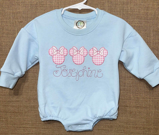 Personalized Girls Gingham Bubble Romper