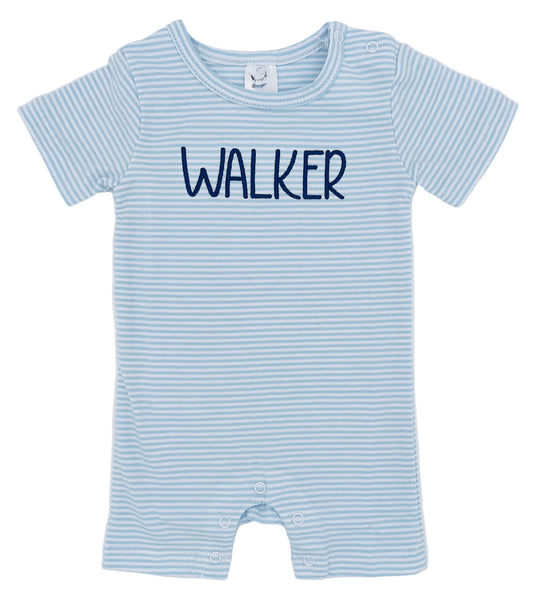 Personalized Baby Boy Striped Romper – Custom Embroidered Name Outfit