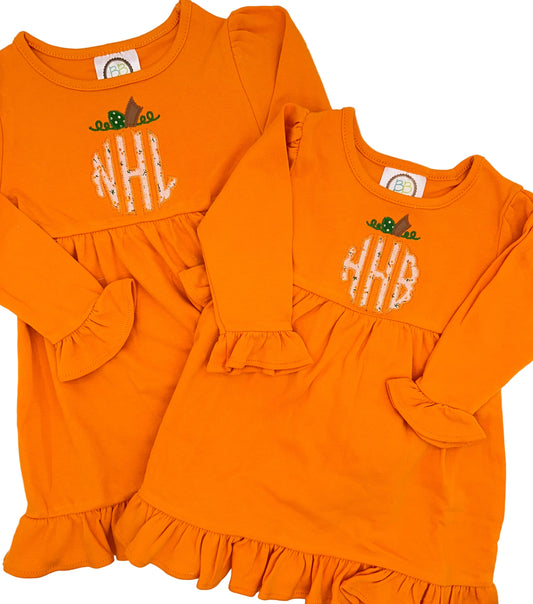 Monogram Pumpkin Fall Dress – Baby & Toddler Girls