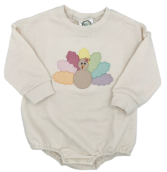 Pastel Rainbow Turkey Baby Romper