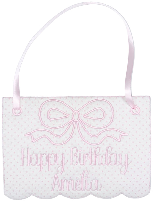 Personalized Embroidered Birthday Door Hanger Sign
